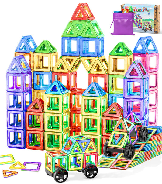 COOLJOYA Magnetic Building Blocks 48 Pieces, Magnet Game STEM Magnetic Blocks, Montessori Toy for Kids 3 years and up, Magnets for Children 3 4 5 6 7 Years Old for Boys and Girls.