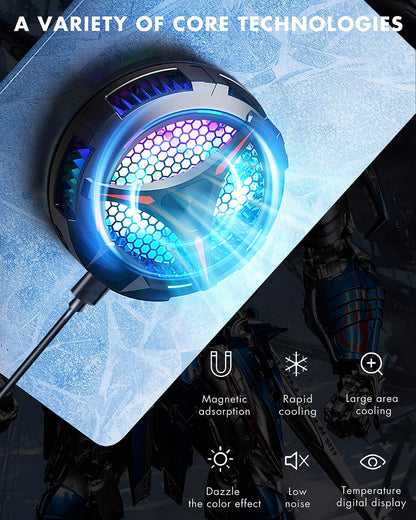 ACEDAYS iPad Cooler, magnetic tablet cooler for iPad/Surface Pro/Samsung Tab, compatible with Steam Deck, universal radiator with temperature display for mobile gaming, Tiktok Live Streaming.
