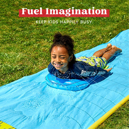 JOYIN 230in x 35.5in (584.2 x 90.2 cm) water slide with 1 bodyboard, summer toy with built-in sprinkler for backyard and outdoor water fun.