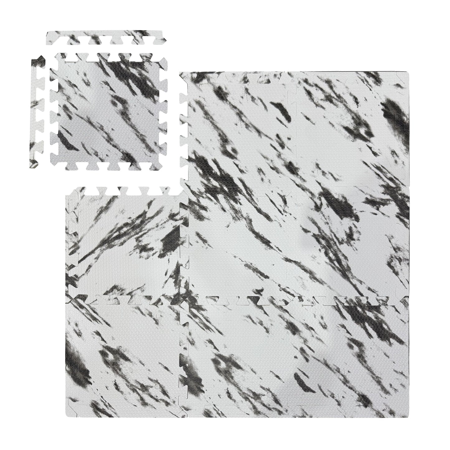 Relaxdays 45 x Floor Protection Mat, Puzzle Mat Set, Sports & Fitness Equipment, 4.25 sqm, Eva Foam, BPA-free, Marble Look, White