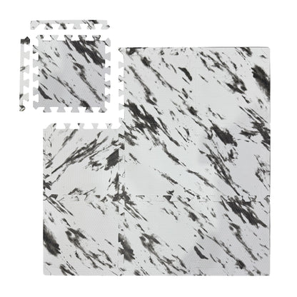 Relaxdays 45 x Floor Protection Mat, Puzzle Mat Set, Sports & Fitness Equipment, 4.25 sqm, Eva Foam, BPA-free, Marble Look, White