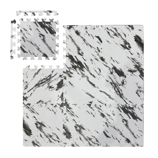 Relaxdays 45 x Floor Protection Mat, Puzzle Mat Set, Sports & Fitness Equipment, 4.25 sqm, Eva Foam, BPA-free, Marble Look, White