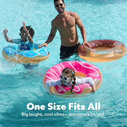 JOYIN 3 Pack Inflatable Donut Swim Rings 32.5"/82.55cm, Floaties, Summer Water Toy, Donut Pool Floats for Pool Parties and Donut Party Decorations
