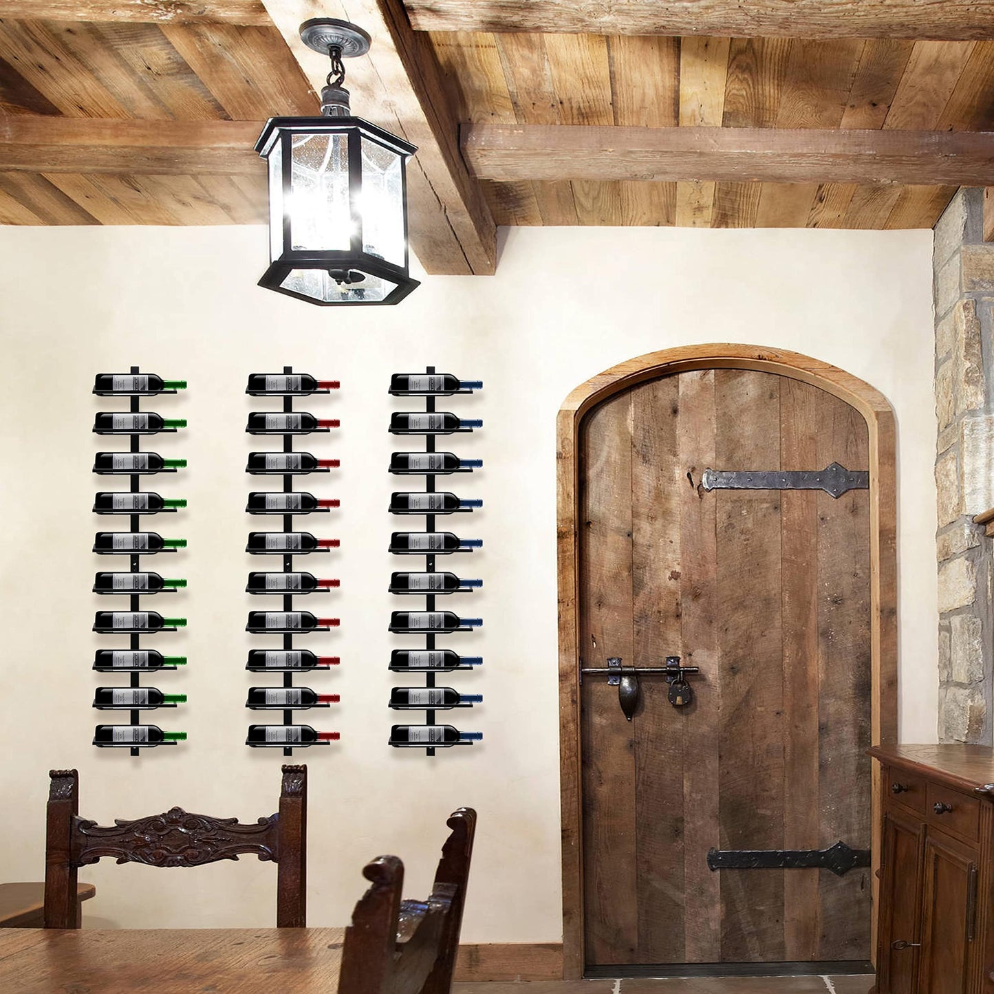 Yaheetech wine rack bottle holder storage shelf for wall made of metal 10 bottles, Black