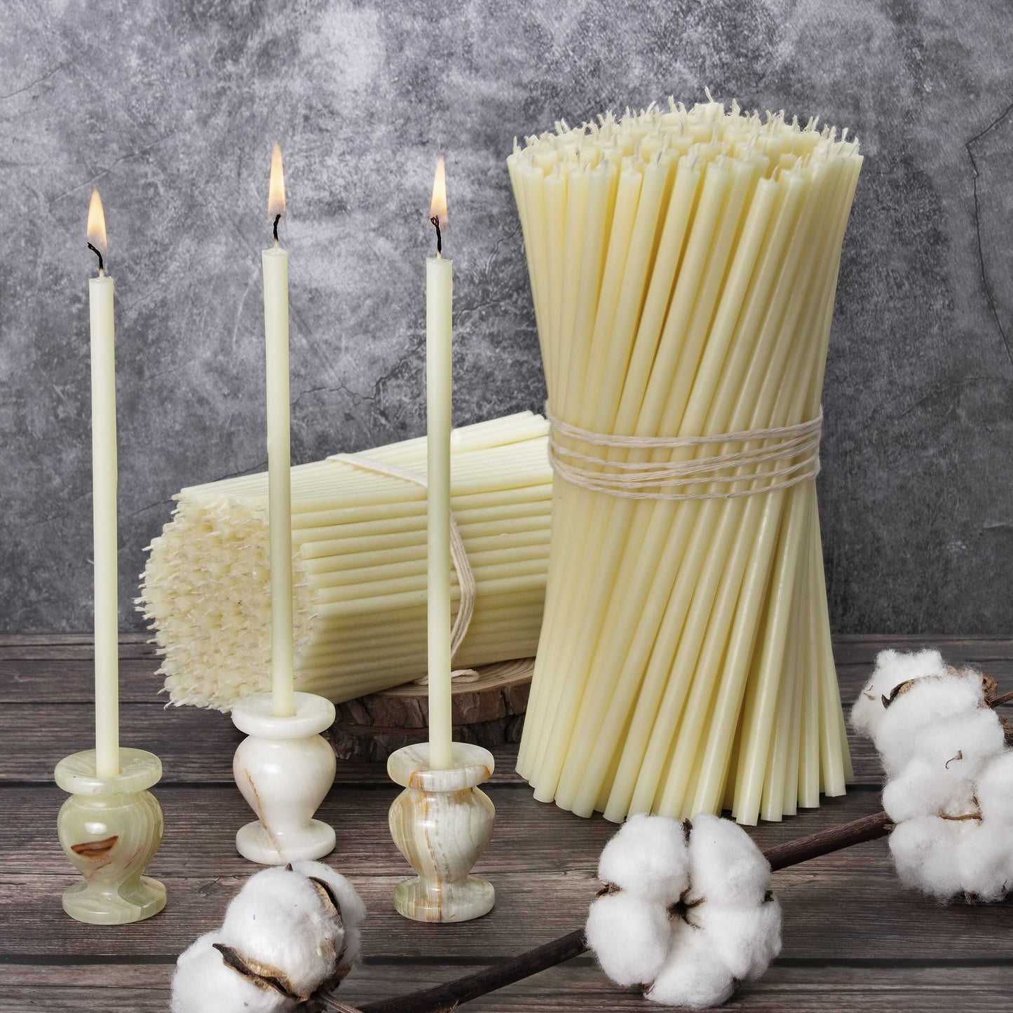 №100-250 pcs. White beeswax candle collection: Traditional stick and household candles, ritual candles, and colored wax candles a set for rituals L-16.5 cm Ø-5.7 mm, 50 min burn time.