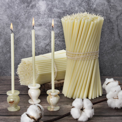№100-250 pcs. White beeswax candle collection: Traditional stick and household candles, ritual candles, and colored wax candles a set for rituals L-16.5 cm Ø-5.7 mm, 50 min burn time.