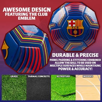 FC Barcelona ball, officially licensed club soccer ball, size 3, 4, or 5, gifts for fans (blue/red, size 4)