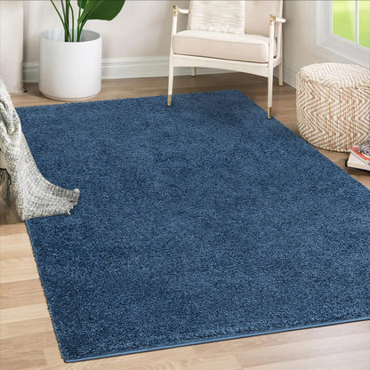 Paid carpet living room high pile shaggy - 160x230cm - Blue plain fluffy modern boho decor rugs soft bedroom