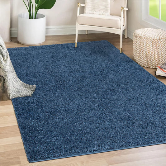 Paid carpet living room high pile shaggy - 160x230cm - Blue plain fluffy modern boho decor rugs soft bedroom