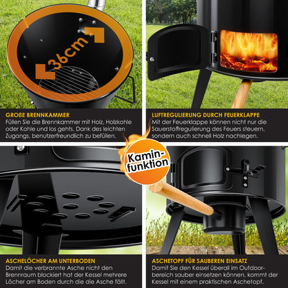KESSER® Goulash Kettle Goulash Cannon | Dutch oven with grill function Oven Grill Kettle Grill + Chicken roaster 8L pan Goulash pot 17 liters enameled with lid for outdoor kitchen field kitchen