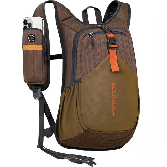 BECOJADDE 18L Hiking Backpack Men Small Backpack Women Lightweight Daypack Foldable Trekking Pack for Camping Outdoor Hiking Travel Chocolate Brown