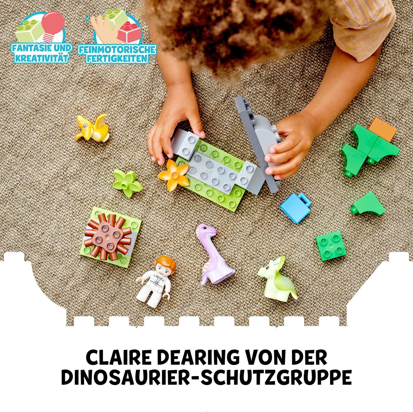 LEGO 10938 DUPLO Jurassic World Dinosaur Kindergarten with baby dino figures and Triceratops, toy and bricks for toddlers from 2 years old, girls and boys.