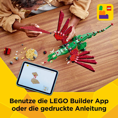 LEGO Creator 3in1 Green Dragon - Toy - Rebuildable into Toy Sea Serpent or Phoenix Figure - Animal Building Toy for Kids - Birthday Gift for Boys and Girls 9+ years 31161