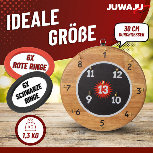 JUWAJU Ring Toss Game, Fun for All, Indoor/Outdoor, Dartboard, Ring toss, Ages 3+, Great for Garden Parties, Kids' Birthdays, 30cm Large, 0.95kg Heavy.