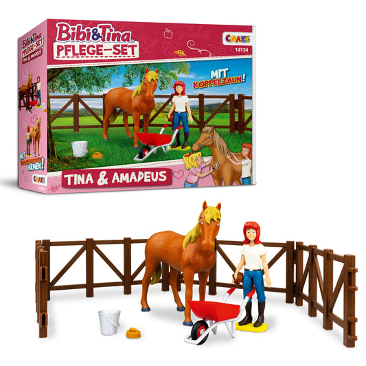 Craze Bibi and Tina Toy Care Set TINA & AMADEUS - Horse Toy Grooming Kit including Horse Accessories, Martinshof Play Figures, Games for 3+ years 14134