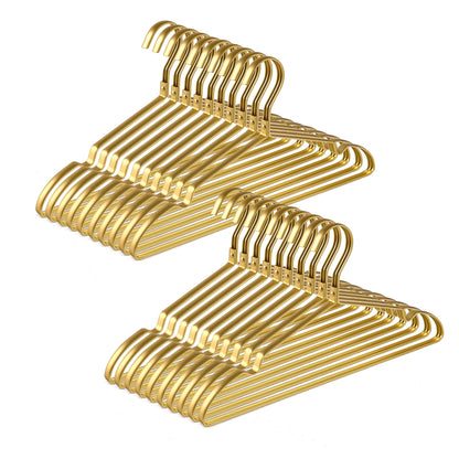 Amber Home 20 Pieces 42cm Lightweight Aluminum Iron Hangers, Matte Gold Metal Hangers with Non-Slip Groove for Suit T-Shirt Shirt Jacket Dress Pants