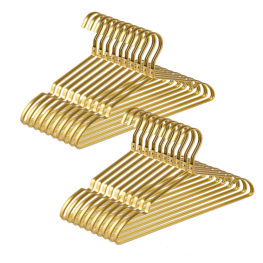 Amber Home 20 Pieces 42cm Lightweight Aluminum Iron Hangers, Matte Gold Metal Hangers with Non-Slip Groove for Suit T-Shirt Shirt Jacket Dress Pants