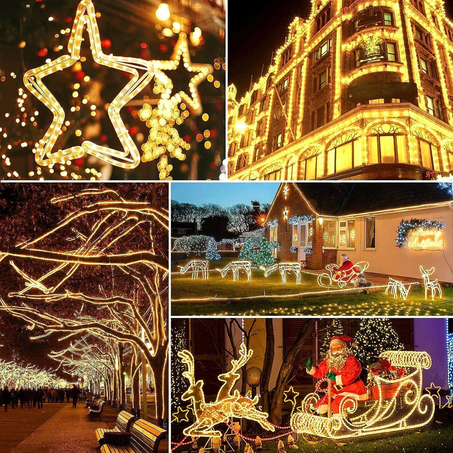 HOUSEMASTER 30M 600LED Light Tube Outdoor, String Lights Powered by Electricity Warm White, IP44 Waterproof & Dimmable with Remote Control, Ideal for Garden, Balcony & Christmas Lighting, Ø5mm