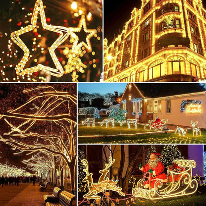 HOUSEMASTER 30M 600LED Light Tube Outdoor, String Lights Powered by Electricity Warm White, IP44 Waterproof & Dimmable with Remote Control, Ideal for Garden, Balcony & Christmas Lighting, Ø5mm