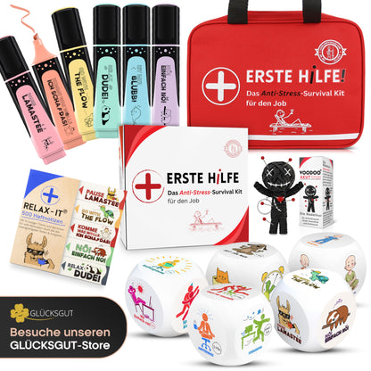 GLÜCKSGUT® Anti-Stress Cubes | 2-Pack Pictograms | Funny stress cube | 6 designs, gift box & instructions | Toy for stress relief, coworkers & office gift