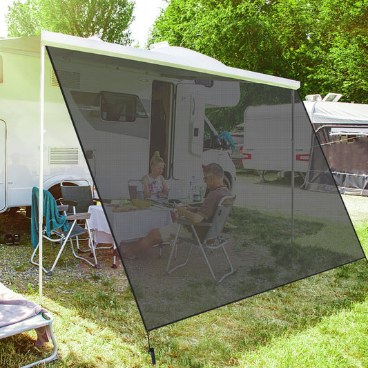 PHATRIP RV Awning View Blocker Sunshade Front Wall for Awning Universal Camping RV Awning Privacy Front Wall Screen from Sun, Wind and Rain 2.45mx2.40m