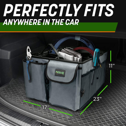 Drive Auto Products, Car Organizer - Trunk Organizer - Trunk Bag with Straps - Handy Car Foldable Box - Sturdy Bag with Multiple Compartments.