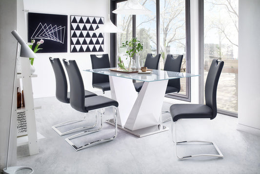 Robas Lund, chair, dining chair, swing chair Cologne, set of 2, black, 57 x 43 x 100 cm.