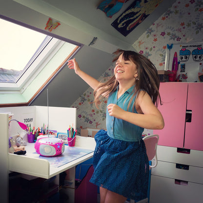 Lenco SCD-650 - portable CD radio - children's boombox - USB & microphone - 6 watt boombox - USB playback - AUX - FM radio - pink