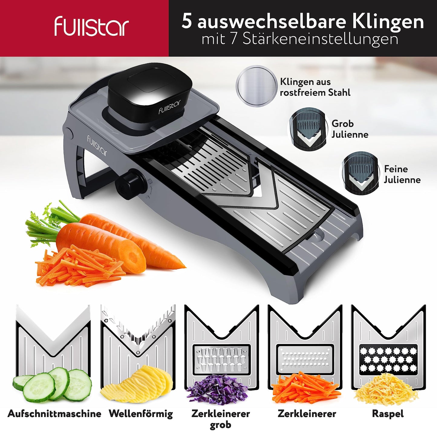 7-in-1 Adjustable Stainless Steel Mandoline Vegetable Slicer Grater - Cucumber Slicer Thin Slices - Grater for Vegetables - Slicer Vegetable - Kitchen Slicer Kitchen Grater - Kitchen Gadgets