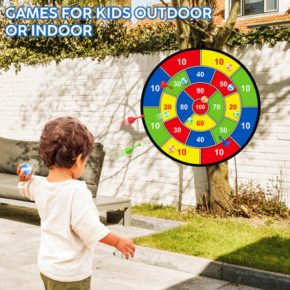 29" Double-sided Dart Board Kids Game with 12 sticky balls, 6 darts, throwing game, indoor/outdoor sport fun party game, toy, birthday gifts for 3 4 5 6 7 8 9 10-12 year old boys girls