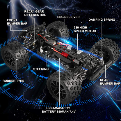 HAIBOXING Remote Control Car 4WD RC Car 36 km/h High Speed 1/18 Monster Truck 2.4GHz All Terrain Waterproof Racing Car Off-Road Vehicle, Crawler Toy Gift for Kids Adults