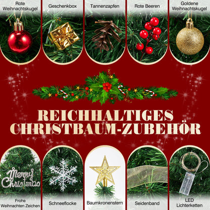 SKYVINWINE Mini Artificial Christmas Tree, Small Artificial Christmas Tree with LED Lighting, Mini Tabletop Tree for Christmas Decor, Green