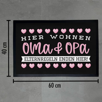 Trendation - Grandma and Grandpa Doormat Gift, Here End Parents' Rules Grandparents Dirt Trap Mat 60x40 cm