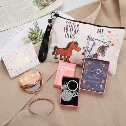 Gifts for a 40th birthday for women, 9 special, unique, fun gifts for women turning 40, wife, mother, sister, friends, ladies, colleagues, socks, wine glass, candle, bracelet.