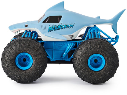Monster Jam Megalodon Storm, RC Truck, amphibious vehicle with shark design for land and water, 1:15 scale - easy to operate, for ages 4 and up.