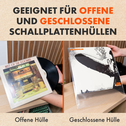 100x 12” Standard Vinyl LP record sleeves | Crystal Clear Polypropylene Sleeves | Fits Single, Double, and Triple Albums and LPs | Acid-free plastic protective covers