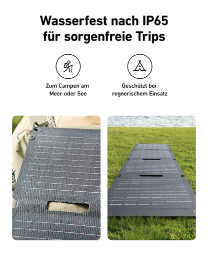 Anchor SOLIX PS30 Folding Solar Panel 30W, portable outdoor solar charger, IP65 Waterproof, fast charging for 2 devices simultaneously, for camping, hiking, outdoor.