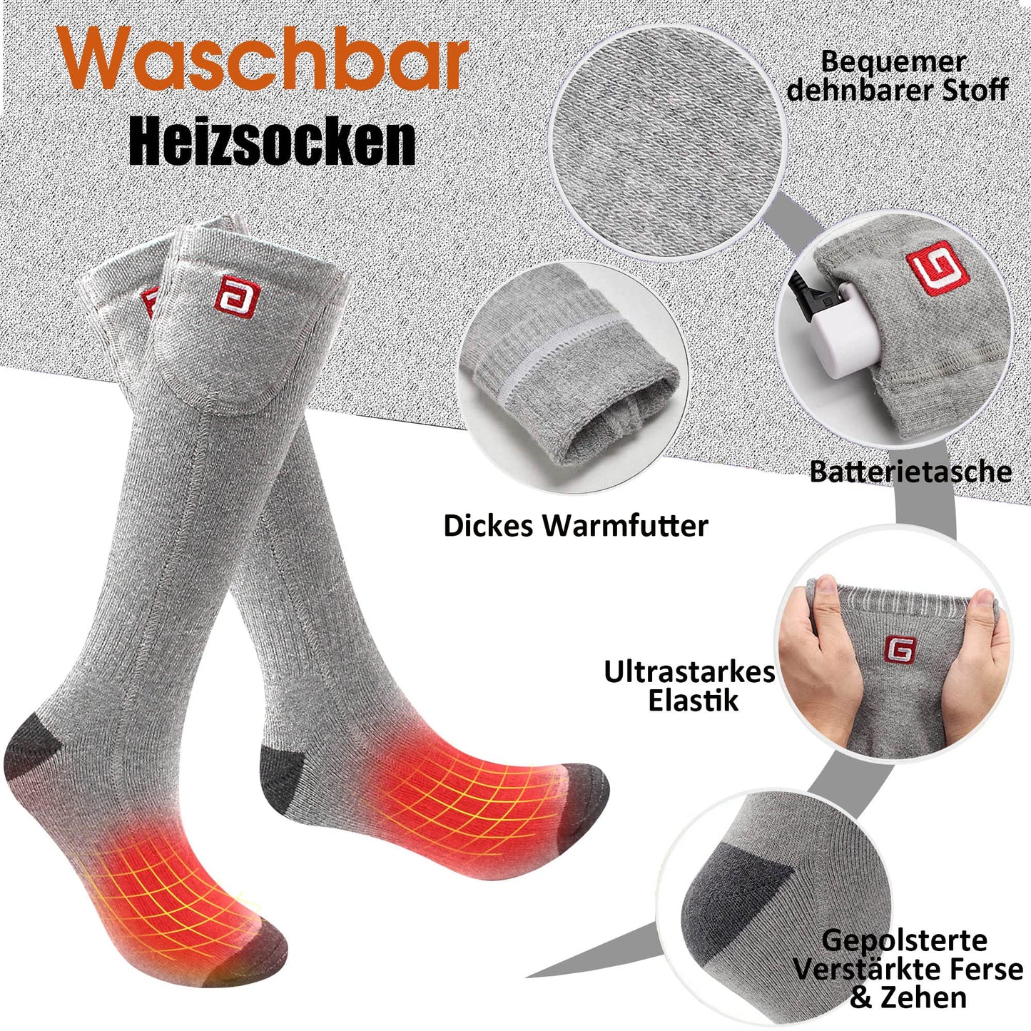 Svpro Heated Socks Men Women, Rechargeable Electric Battery Heated Socks Warm Sock Foot Warmer 12 Hours Long Heating Time for Indoor Outdoor Hunting, Camping, Hiking, Motorcycle