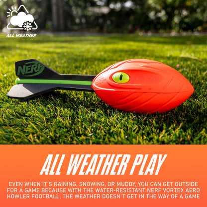NERF Vortex Aero Howler Foam Ball - Classic long-distance football with flight-optimizing tail, hand grip for indoor and outdoor fun.