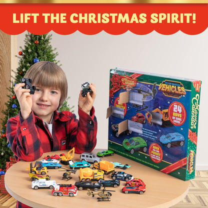JOYIN Christmas Advent Calendar 2025 for Kids, 24-Day Countdown Calendar, Toy with Die-cast Cars, Set for Boys and Children