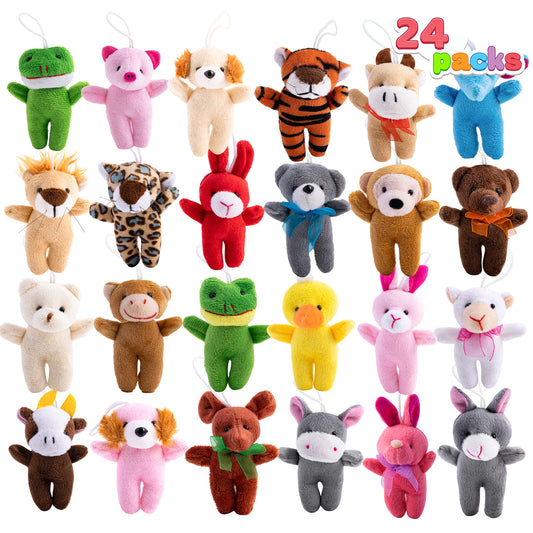 JOYIN 24 Pcs Mini Plush Toys, 3"/7.6cm Small Stuffed Animals for Kids' Birthday Party Favors, Pinata Fillers, Small Gifts for Kids, Raffle Prizes for Kids, Party Favors for Children's Birthday Party 3+ Years