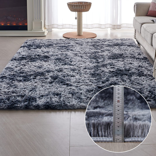 VOFUSHON Living Room High Pile Carpet, Shaggy Hallway Runner Modern Fluffy Soft Rug Large for Living Room Decor/Bedroom/Kids Room (80 x 150 cm, Dark Gray)