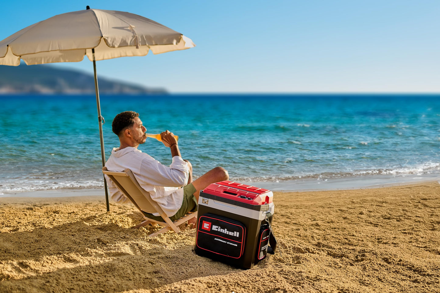 Einhell Battery-Powered Cooler TE-COL 18/27 Li-Solo Power X-Change (18 V, 27 liters, Cooling and Heating, Hybrid 12 V for Car, 230 V Power Connection, including Bags, without Battery)