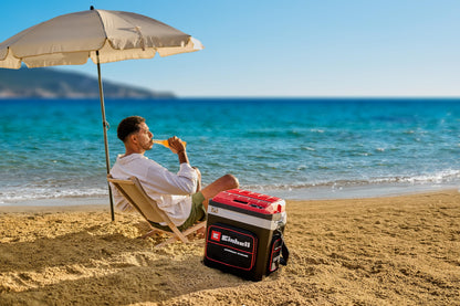 Einhell Battery-Powered Cooler TE-COL 18/27 Li-Solo Power X-Change (18 V, 27 liters, Cooling and Heating, Hybrid 12 V for Car, 230 V Power Connection, including Bags, without Battery)