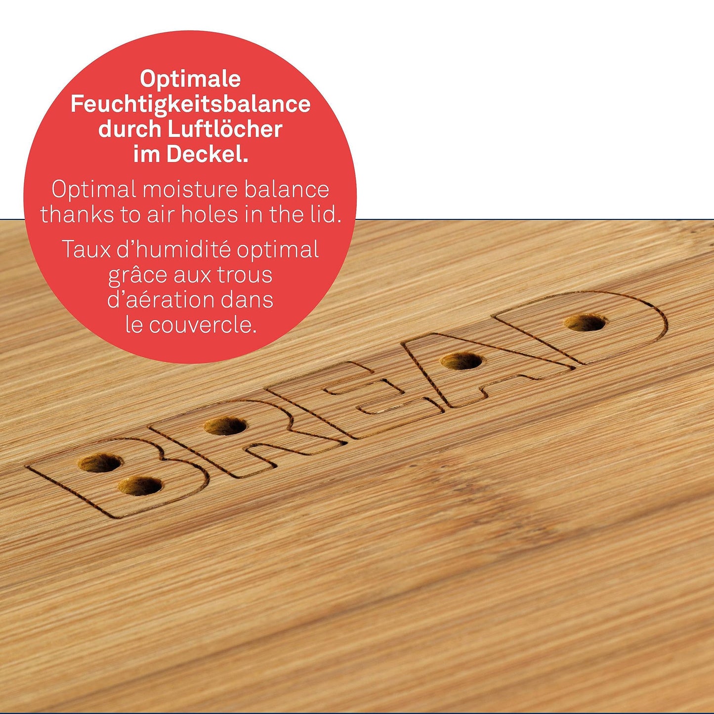 kela Bread Box grey with ventilation holes in bamboo lid 37.5x23x14cm, plastic bread bin, NAMUR, bread storage box