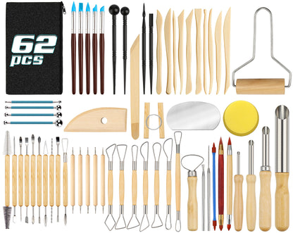 Modeling tool set 62 pieces Pottery tool Pottery set Modeling tool Ceramic Sculpting Clay tool Polymer Clay tools, Modeling tool set for pottery artists, DIY crafts, sculpture, beginners