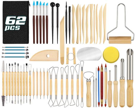 Modeling tool set 62 pieces Pottery tool Pottery set Modeling tool Ceramic Sculpting Clay tool Polymer Clay tools, Modeling tool set for pottery artists, DIY crafts, sculpture, beginners