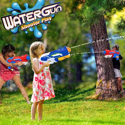 Water gun 1200ml with long range water blaster 10-11 meters. Perfect for kids and adults in the garden.