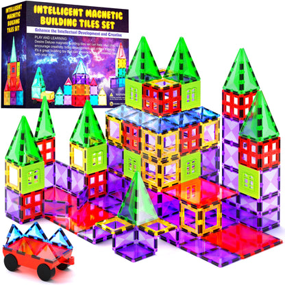 Desire Deluxe Magnetic Building Blocks Montessori Toy for Kids, Magnetic Blocks for Boys and Girls, Ages 3 4 5 6 7 8, 57pc Set
