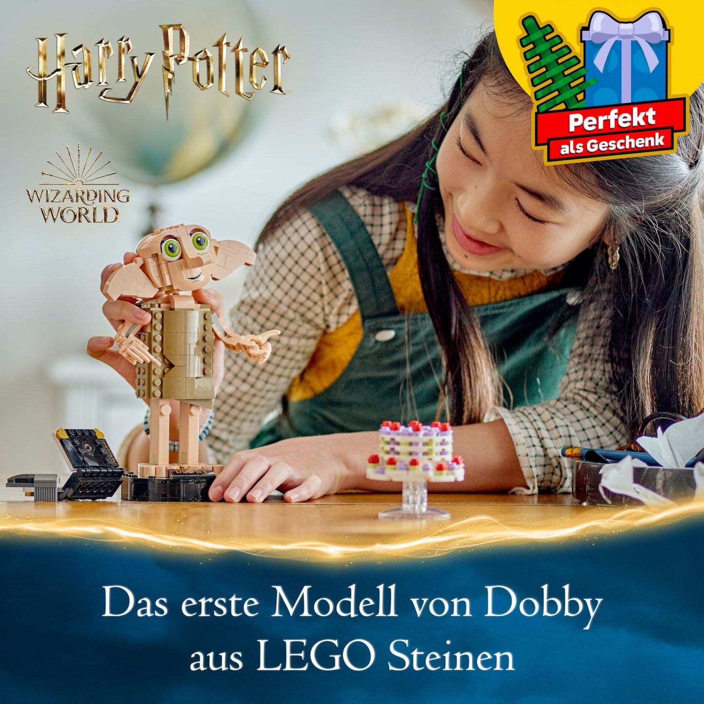 LEGO Harry Potter Dobby the House Elf Set, movable iconic figure, toy, bedroom accessory & decor, character collection, gift for girls, boys, teens, and all fans aged 8 and up 76421